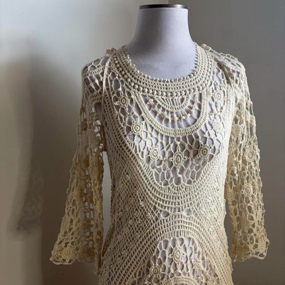 NWT Cupshe Boho Cream Crochet Cover-up - Picture 6 of 9